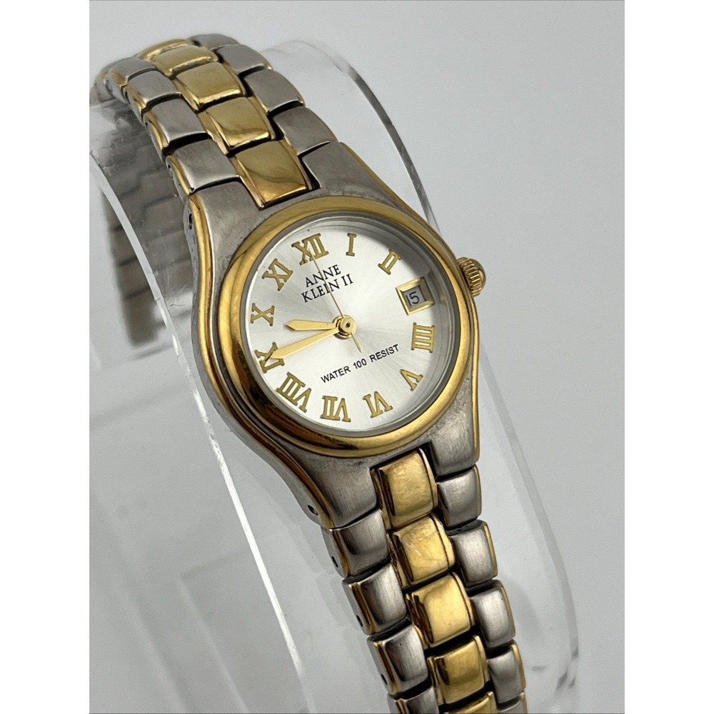 Anne Klein II Watch Women 24mm Case Two Tone 6" Band 10/4909 New Battery